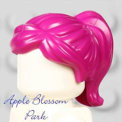New Lego Female Minifig Pink Hair - Dark Magenta Agent Girl Head Gear W/ponytail