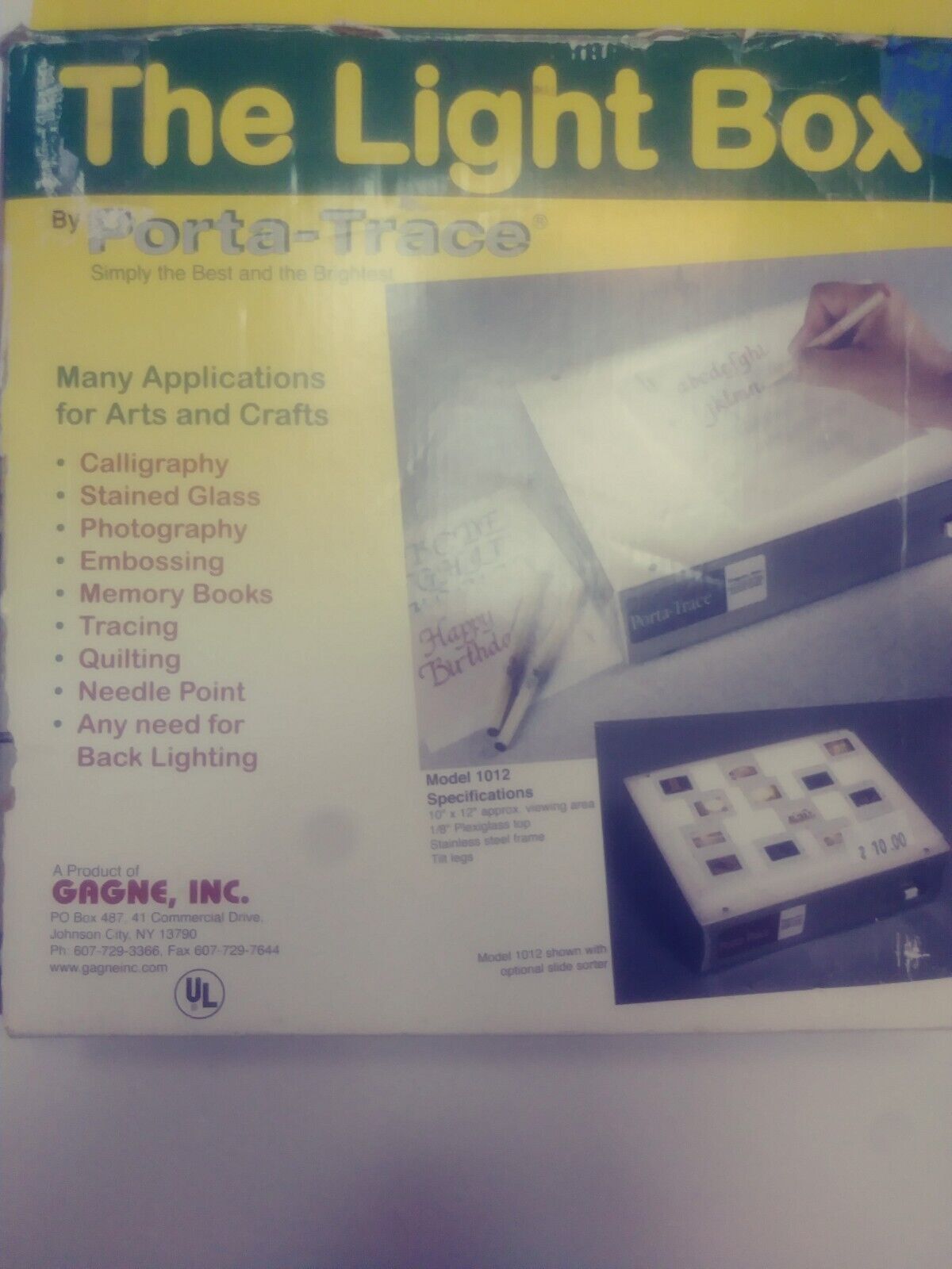 Gagne Inc. Porta-trace The Light Box Model No. 1012 With 10" X 12" Viewing Area