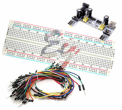 Mb-102 830 Prototype Pcb Breadboard + K2 Power Supply + 65pcs Jump Cable Wires