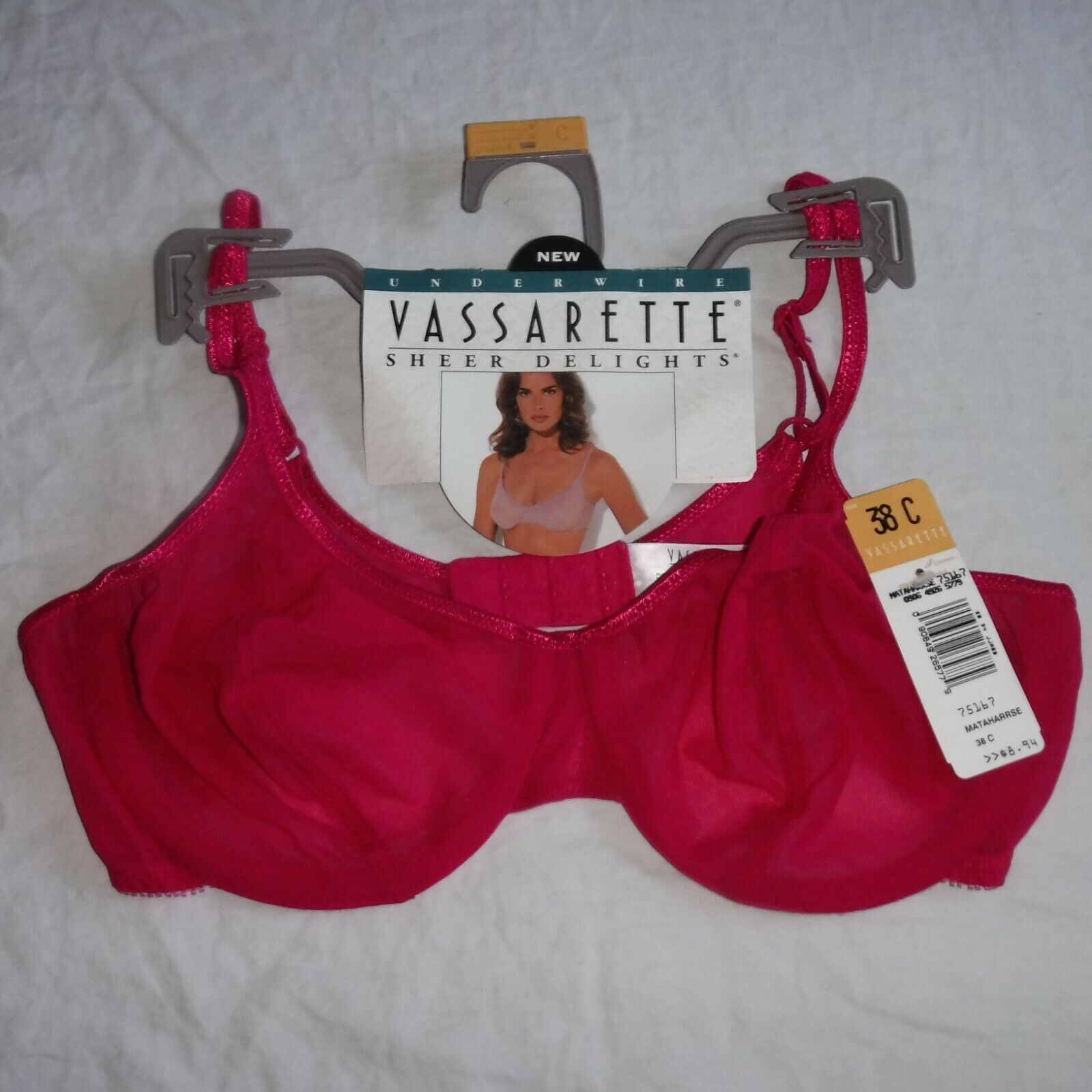 Nwt Vtg 90's Vassarette Sheer Delights Pink Bra 38 C