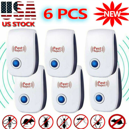 6 Pack Ultrasonic Pest Repeller Control Electronic Repellent Mice Rat Reject