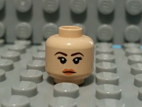 Lego Chell Head Female Girl Light Flesh Brown Eyebrows Orange Lips Dual Sided
